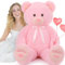 MorisMos 130cm Riesen Teddy Teddybär, 1.3m Rosa Teddy bär groß XXL Kuschelbär Stofftier Plüschtier,Kinder Mädchen Freundin Frauen Mutter