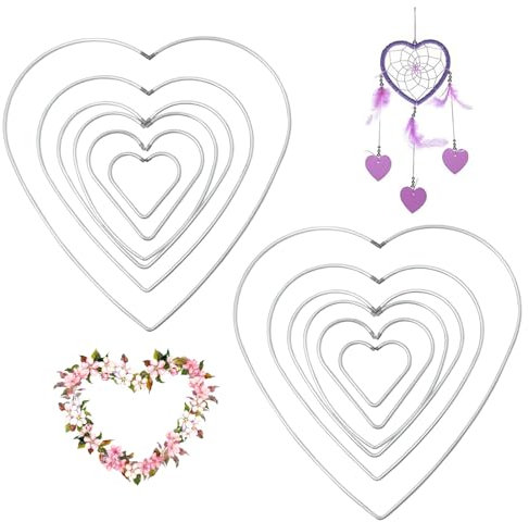 Pilikoll 12 Stück Metallrahmen Herz zum Basteln Metallringe Metall Ringe Deko Herzförmige Traumfänger Handwerkliche Metallring Deko Deko Ringe zum Aufhängen für für DIY Floral Hoop,Wandbehang