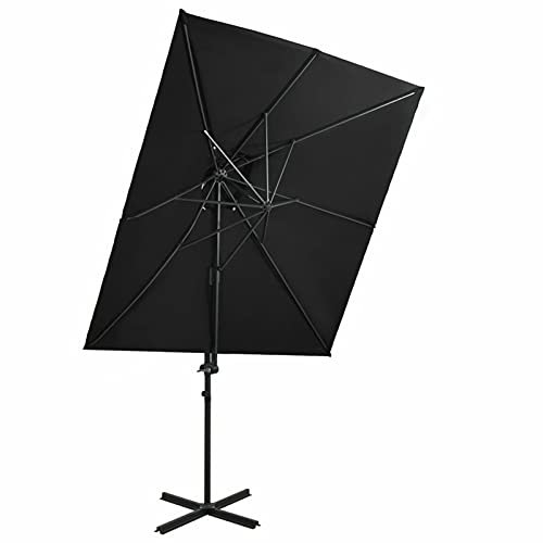 ShCuShan Ampelschirm mit Lüftung Schwarz 250x250 cm Sonnenschirm Balkon Ampelschirm SchutzhüLle
