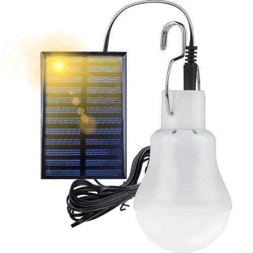 Solar Shed Light Indoor Bulb, Lantern Lamp with Panel and Remote for Garden Patio Yard, Greenhouse Camping Tent, Chicken Coop Fishing Lighting