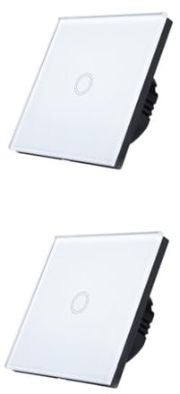 Angoily Lichtschalter 2 1 Schalter Geräte Glasscheibe Dimmer Wand Beleuchtetes Licht Berühren Fernbedienung Weiß