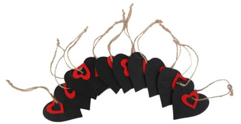 LALAFINA 10stücke Holzherzen Rot Zum Aufhängen Hängende Tafel Aus Holz -preisschild Holztafel Hängendes Preisschild