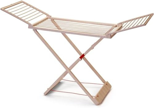 Dekohome Tendedero Plegable con Alas, 20 Metros de Superficie de Tendido, Hecho de Resina Resistente al Sol y a la Intemperie, 180 x 108 x 55 cm, Marrón