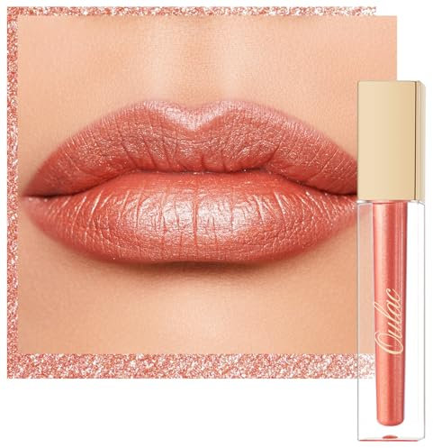 Oulac Orange Diamond Lip Stain - Metallic Coral Liquid Lip Gloss, Long Lasting Lipstick for Women, Glitter Eyeshadow, Waterproof, No Transfer, Highly Pigmented Lip Tint, Vegan, 4.5ml, MD03