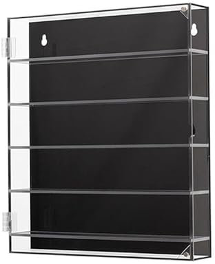 harayaa 5 Tier Acrylic Display Box, Display Case Wall Mounted Dustproof Showcase Organizer Storage Box for Mini Toys Action Figures (Black)