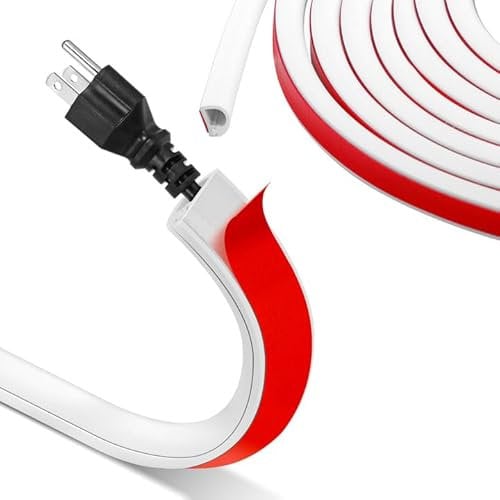 3M Mini Cable Duct, Self-Adhesive, Flexible Cable Duct, Semi-Circular, Cable Ducts, White, Cable Bridge Base for Cable Protection, Cable Hider Outdoor Area, Weatherproof, Cable Channel for Hiding 1
