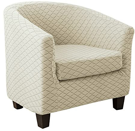 LinFortune Sesselbezug für Sessel Schonbezüge 2 Teilig mit Sitzbezug dehnbar abnehmbar Möbelschutzbezüge für Clubsessel (Beige)