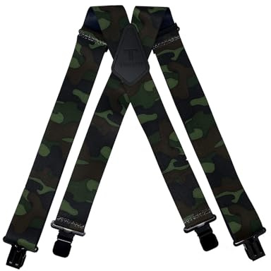 Tomahawk Heavy Duty Braces, Adjustable, Unisex Suspenders, Strong Clasp (Woodland Camo)