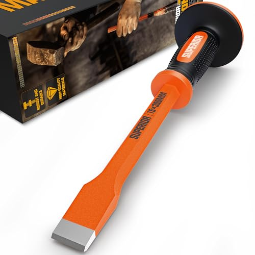 KIRXST Heavy Duty Masonry Chisel, 12 Inch Flat Brick Chisel with Hand Protection Concrete Chisel Tools, for Demolition, Mason, Carving, Concrete