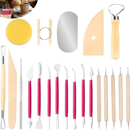 21PCS Molding and Sculpting Tool, Clay Sculpting Tools, Clay Modelling Tool, Ball Stylus Dotting Tools, for Adults Beginners Pottery Ceramics Sculpture, Carving, Scraper