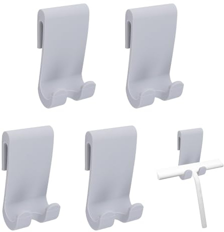 UFURMATE Dusch-Glastürhaken, ohne Bohren, Rasierer-Halter, Silikon, rahmenlos, Glastür, Doppelhaken für Badezimmer, Küche, Grau, 4 Stück