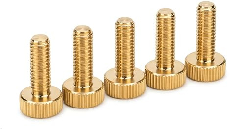 PrecisionGeek Lot de 5 vis moletées M6 en laiton - 15 mm - Tête plate