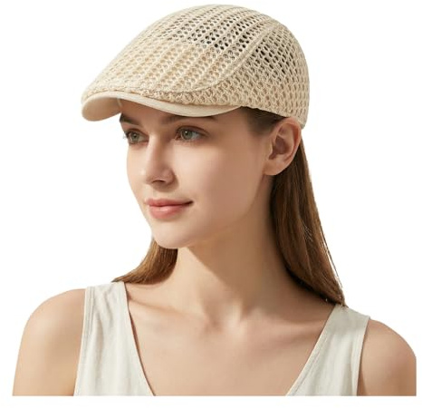 YAMEE Baskenmütze Damen Mesh Atmungsaktiv,Sommerhut Herren Verstellbarem,Schiebermütze Damen Sommer Leicht,Flatcap Weich Casual Malerhut