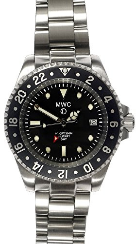 MWC Schweizer Quarz GMT 300m Edelstahl Submariner schwarz Herrenuhr Uhr Uhren