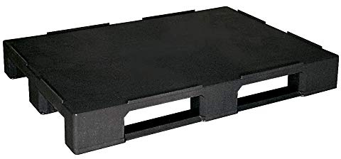 BRB Euro-Palette 1200x800x150 mm, 100% PE/RE-Kunststoff, geschlossene Deckfläche, Sicherungsrand, 3 Kufen, schwarz