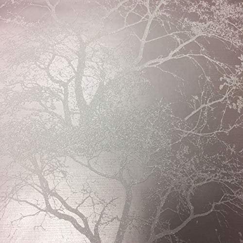 Whispering Trees Wallpaper Grey Off White Glitter Textured Sparkle Forest Y�L