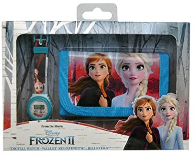 Disney Frozen Lot Montre numérique et Portefeuille en boîte 2 Bracelets, Unisexe, Multicolore, Unique