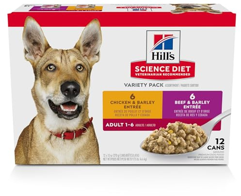 Hill's Science Diet Adult 1-6 Wet Dog Food Variety Pack, Chicken & Beef, 13 oz. Cans, 12-Pack