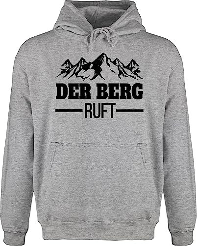 Hoodie Herren Pullover Männer - Skiurlaub Apres Ski - Der Berg Ruft - schwarz - L - Grau meliert - The Mountain après-ski Party Outfit Skifahrer Berge Pulli après-ski-Pullover skioutfit Bergen