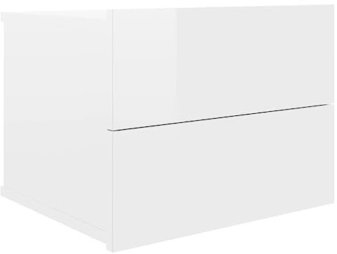 vidaXL Nachttisch 2 Schubladen Hängend Schwebend Nachtschrank Nachtkommode Nachtkonsole Wandschublade Wandregal Hochglanz-Weiß 40x30x30cm Holzwerkstoff