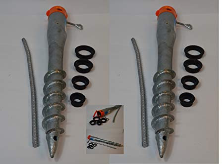 Bodenhülse 4 Stück Einschraubbodenhülse Bodendübel Einschraubhülse verzinkt 25-64 mm, Länge ca. 60 cm Mit den beiliegenden Adaptern auf viele Durchmesser passend (25,34,40,48 und 64mm)