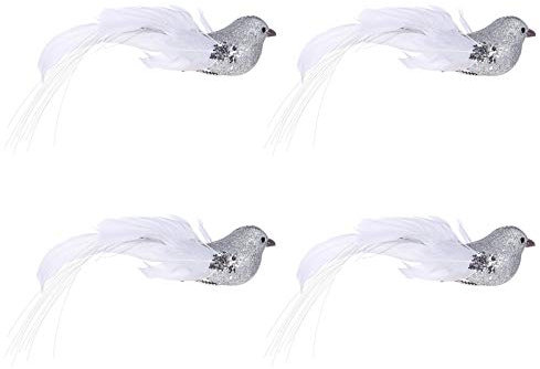TOYANDONA 4 Stücke Künstliche Vögel mit Federn und Clip 14CM Glitzer Weihnachtsbaumschmuck Christbaumschmuck Gartendeko Weihnachtsbaum Figuren Deko Weihnachten Dekoration Ornamente