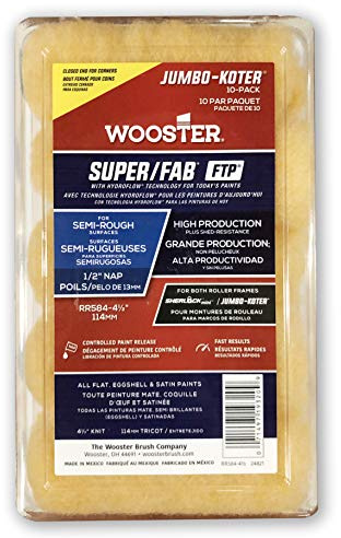 Wooster Pinsel RR584 Super/Fab FTP 1/2 Zoll Nap geschlossenes Ende Jumbo-Koter – 10 Stück