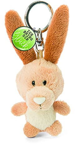 NICI 47540 Schlüsselanhänger 7cm bringe dir Glück – Glücksbringer Hasen-Anhänger für Schlüsselband, Schlüsselbund & Schlüsselkette, braun/beige