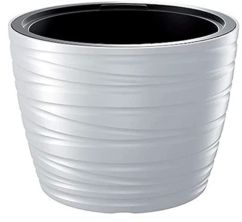 Niedriger Topf mit Ablagerung 22L Labyrinth aus weißem Kunststoff 37,5 (Länge) x 37,5 (Breite) x 27,9 (hoch) cm