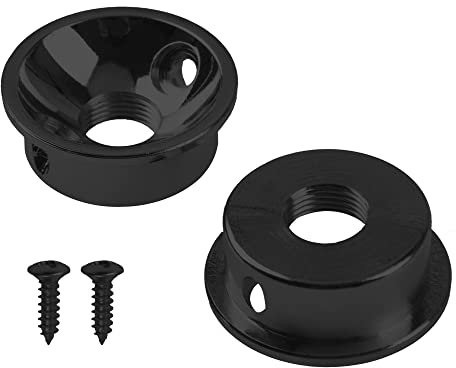 2Pcs Yootones Electric Guitar Jack 6.35mm Electrosocket Jack Plate Compatible with Tele Telecaster (Black)
