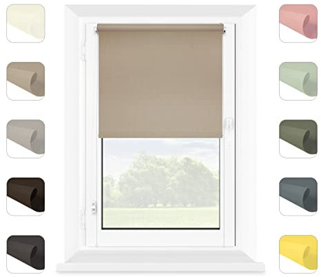 MARDOM Klemmfix Rollo Ohne Bohren für Fenster - Mini Rollos für Innen (Beige, 100x215 cm (Stoffbreite: 96))
