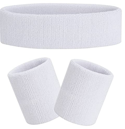 FACATH Gestreiftes Schweißband-Set Sport-Stirnband-Armband-Set Frottee Sportübungs-Basketball-Stirnbänder