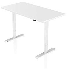 - AGIL - Elektrisch Höhenverstellbarer Schreibtisch - Weißes Gestell mit Einzelmotor & Weißer Tischplatte - 140 x 70 cm - stufenlos verstellbar - Ergonomischer Sitz-steh-Schreibtisch