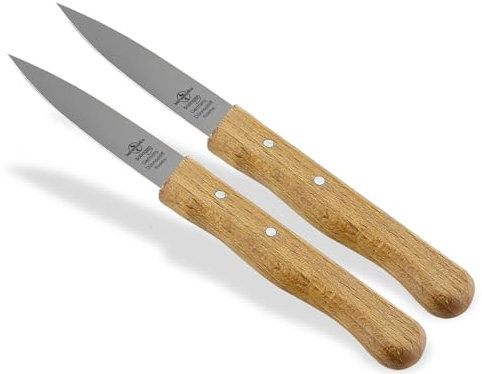 Gemüsemesser Solingen Schälmesser 2er Set Buche Holzgriff Made in Germany Allzweckmesser Universal Messer mit Rostfreier Mittelspitzer Messerklinge Obstmesser zum Schneiden Schälen von Obst und Gemüse