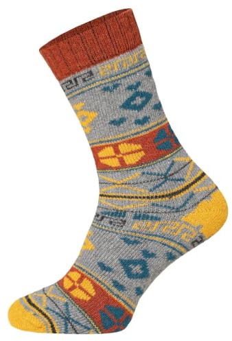 HomeOfSocks 2 Paar Kuschel Socken Damen – Thermosocken Orange mit Norweger Muster, Größe 39-42