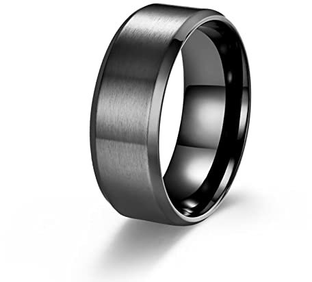 Ringe Herren Titan, Ringe Schwarz Männer 8MM Matt 72 (22.9) Modeschmuck Jubiläumsgeschenk für Sie