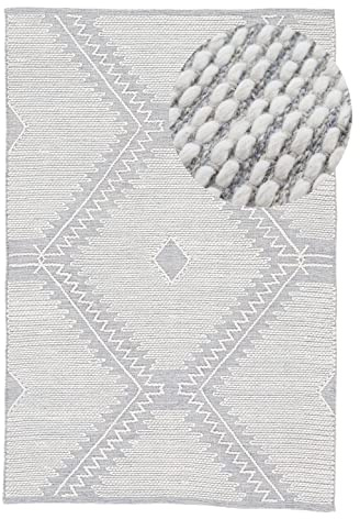 carpetfine Baumwollteppich Kelim Durry robuster Flachgewebe-Teppich Grau 120x170 cm für Wohnzimmer, Schlafzimmer & Kinderzimmer