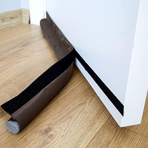 Tür-Zugluftstopper 96 cm, Tür-Zugluftstopper, Blocker, einseitig, Tür-Zugluftstopper, schneidbar, unter Isolator, Türkehrung, Wetterabisolierung, schalldicht, für Innen- und Außenbereich (braun)