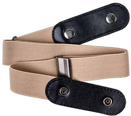 Elastischer Gürtel ohne Schnalle, 1 Stück, einstellbar für 60 - 120 cm Taillenumfang, in Khaki, Frauengürtel, Männergürtel, Kindergürtel, Unisex Gurt für Jeans, Hose, Rock, Stretchgürtel verstellbar