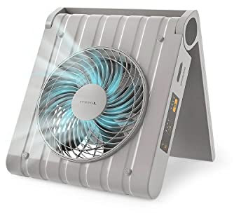 ITEHIL Portable Solar Electric Fan, 10000mAh Rechargeable Battery, 4 Speeds, 4 Timers, Gray, Modern Design, Ideal for Camping, Fishing, Travel, Power Outages