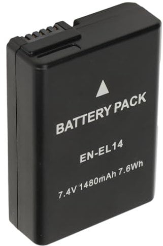 7.4V 1480mAH Rechargeable Battery, Replacement EN‑EL14 Lithium Ion Camera Battery for Nikon D3100 P7000 D5100 P710 Cameras