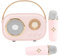 Aresrora Mini Karaoke Machine for Kids,Portable Bluetooth Speaker with 2 Wireless Microphone,Toys for Girls Boys Gifts,Retro Speaker Set Stereo Sound Enhanced Bass for Home Party Birthday (Pink)
