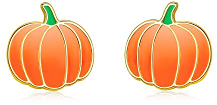 Kürbis Ohrringe für Damen 925 Sterling Silber Kürbis Ohrringe Vergoldet Kürbis Ohrstecker Halloween Party Schmuck Geschenk Herbst Ohrringe für Damen Mädchen