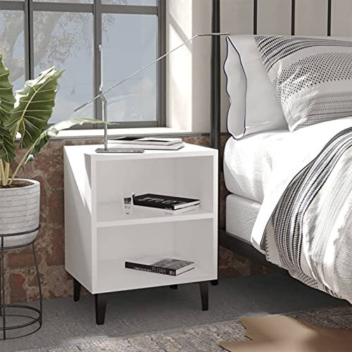 Homgoday Tables de chevet avec pieds en métal 2 pièces Table de chevet Table de chevet Table de chevet Table d'appoint pour chambre à coucher Lit blanc 40 x 30 x 50 cm#C