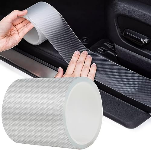 Autocollant pour seuils de portière de voiture - En fibre de carbone - Transparent - 10 cm x 10 m