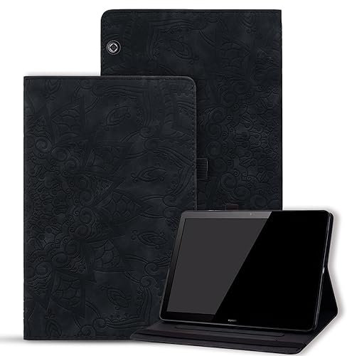 Vaitasy Funda Huawei MediaPad T5 10.1 Pulgadas 2018 Carcasa Folio Cuero PU Funda con Ranura para Tarjeta para MediaPad T5 2018 - Mandala Negro