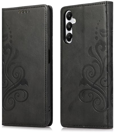 MOONESS Cover per Samsung Galaxy A15 4G / 5G (6,5),Flip Custodia a Libro in Pelle PU Premium Goffratura Portafoglio Case per Samsung Galaxy A15 4G / 5G - Nero