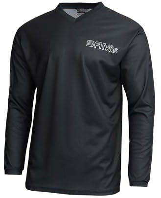 Sam's Herren Motocross-Shirt MX Jersey Langarm, Atmungsaktiv Dirt Enduro MTB Mountainbike Trikot, Schwarz/LogoSmall Weiß, 4XL, SMJ-01