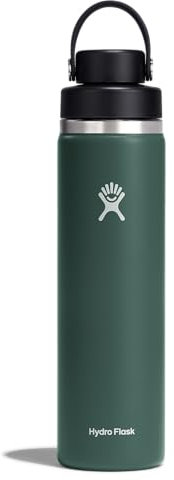 Hydro Flask 24 Oz Wide Mouth Flex Chug Cap Bottle, Stainless Steel, Vacuum Insulated, 24 Fluid Ounces, Green, Sports Water Bottle