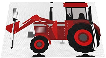 Elegantes gewebtes Tischset mit Cartoon-Traktor-Druck, ganzseitiger Druck, entworfen für Hitzebeständigkeit, Haltbarkeit und einfache Reinigung, perfekt für den täglichen Gebrauch und besondere